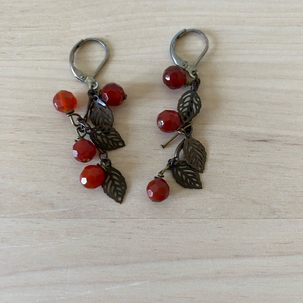 Y2K Handmade Leaf & Fall Berry Earrings